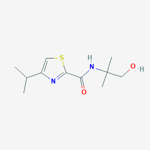 molecular formula C11H18N2O2S B5244617 N-(1-hydroxy-2-methylpropan-2-yl)-4-propan-2-yl-1,3-thiazole-2-carboxamide 