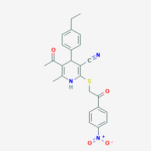 molecular formula C25H23N3O4S B5244622 5-acetyl-4-(4-ethylphenyl)-6-methyl-2-[2-(4-nitrophenyl)-2-oxoethyl]sulfanyl-1,4-dihydropyridine-3-carbonitrile 