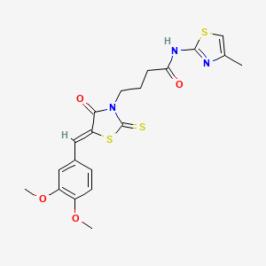 molecular formula C20H21N3O4S3 B5244629 4-[5-(3,4-dimethoxybenzylidene)-4-oxo-2-thioxo-1,3-thiazolidin-3-yl]-N-(4-methyl-1,3-thiazol-2-yl)butanamide 