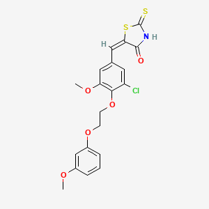 (5E)-5-({3-Chloro-5-methoxy-4-[2-(3-methoxyphenoxy)ethoxy]phenyl}methylidene)-2-sulfanylidene-1,3-thiazolidin-4-one