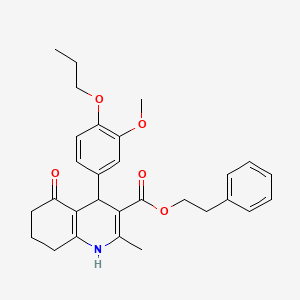 2-Phenylethyl 4-(3-methoxy-4-propoxyphenyl)-2-methyl-5-oxo-1,4,5,6,7,8-hexahydroquinoline-3-carboxylate