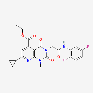 molecular formula C22H20F2N4O5 B5244855 ETHYL 7-CYCLOPROPYL-3-{[(2,5-DIFLUOROPHENYL)CARBAMOYL]METHYL}-1-METHYL-2,4-DIOXO-1H,2H,3H,4H-PYRIDO[2,3-D]PYRIMIDINE-5-CARBOXYLATE 