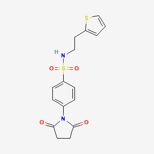 molecular formula C16H16N2O4S2 B5244861 4-(2,5-dioxopyrrolidin-1-yl)-N-[2-(thiophen-2-yl)ethyl]benzene-1-sulfonamide 