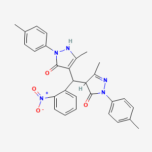 molecular formula C29H27N5O4 B5244926 5-methyl-4-[[5-methyl-2-(4-methylphenyl)-3-oxo-1H-pyrazol-4-yl]-(2-nitrophenyl)methyl]-2-(4-methylphenyl)-4H-pyrazol-3-one 