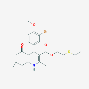 2-(Ethylsulfanyl)ethyl 4-(3-bromo-4-methoxyphenyl)-2,7,7-trimethyl-5-oxo-1,4,5,6,7,8-hexahydroquinoline-3-carboxylate