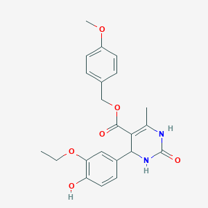 molecular formula C22H24N2O6 B5245085 (4-methoxyphenyl)methyl 4-(3-ethoxy-4-hydroxyphenyl)-6-methyl-2-oxo-1,2,3,4-tetrahydropyrimidine-5-carboxylate 