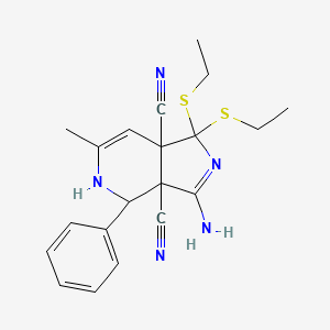 molecular formula C20H23N5S2 B5245096 3-amino-1,1-bis(ethylsulfanyl)-6-methyl-4-phenyl-4,5-dihydro-1H-pyrrolo[3,4-c]pyridine-3a,7a-dicarbonitrile 