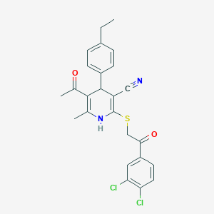 molecular formula C25H22Cl2N2O2S B5245119 5-acetyl-2-{[2-(3,4-dichlorophenyl)-2-oxoethyl]thio}-4-(4-ethylphenyl)-6-methyl-1,4-dihydro-3-pyridinecarbonitrile 