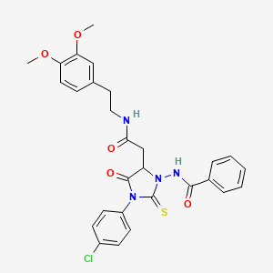 molecular formula C28H27ClN4O5S B5245169 N-[3-(4-chlorophenyl)-5-(2-{[2-(3,4-dimethoxyphenyl)ethyl]amino}-2-oxoethyl)-4-oxo-2-thioxoimidazolidin-1-yl]benzamide 