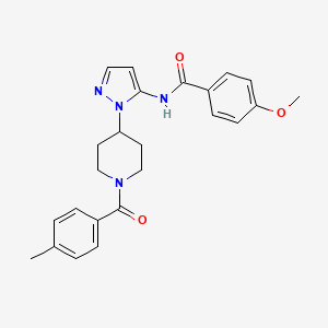 4-methoxy-N-{1-[1-(4-methylbenzoyl)-4-piperidinyl]-1H-pyrazol-5-yl}benzamide