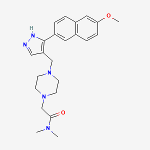 molecular formula C23H29N5O2 B5245207 2-(4-{[3-(6-methoxy-2-naphthyl)-1H-pyrazol-4-yl]methyl}-1-piperazinyl)-N,N-dimethylacetamide 