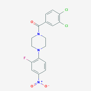 molecular formula C17H14Cl2FN3O3 B5245220 1-(3,4-dichlorobenzoyl)-4-(2-fluoro-4-nitrophenyl)piperazine 