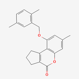 molecular formula C22H22O3 B5245266 9-[(2,5-DIMETHYLPHENYL)METHOXY]-7-METHYL-1H,2H,3H,4H-CYCLOPENTA[C]CHROMEN-4-ONE 