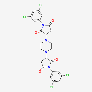 molecular formula C24H20Cl4N4O4 B5245328 1-(3,5-DICHLOROPHENYL)-3-{4-[1-(3,5-DICHLOROPHENYL)-2,5-DIOXOPYRROLIDIN-3-YL]PIPERAZIN-1-YL}PYRROLIDINE-2,5-DIONE 