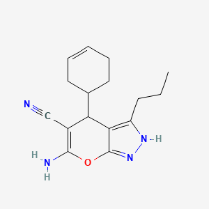 6-amino-4-(3-cyclohexen-1-yl)-3-propyl-1,4-dihydropyrano[2,3-c]pyrazole-5-carbonitrile