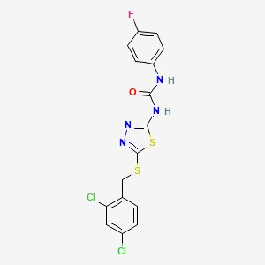 molecular formula C16H11Cl2FN4OS2 B5245494 1-{5-[(2,4-Dichlorobenzyl)sulfanyl]-1,3,4-thiadiazol-2-yl}-3-(4-fluorophenyl)urea 