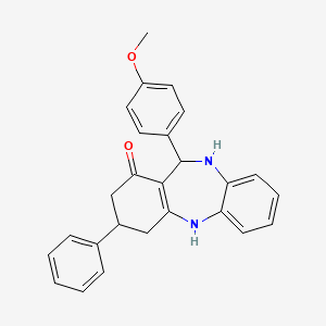 molecular formula C26H24N2O2 B5245624 11-(4-methoxyphenyl)-3-phenyl-2,3,4,5,10,11-hexahydro-1H-dibenzo[b,e][1,4]diazepin-1-one CAS No. 312626-58-7