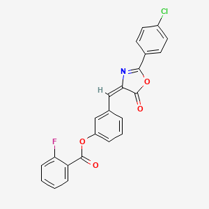 [3-[(E)-[2-(4-chlorophenyl)-5-oxo-1,3-oxazol-4-ylidene]methyl]phenyl] 2-fluorobenzoate