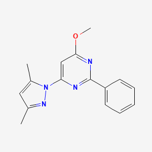 molecular formula C16H16N4O B5245686 4-(3,5-Dimethylpyrazol-1-yl)-6-methoxy-2-phenylpyrimidine 