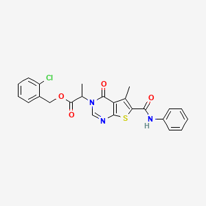 (2-Chlorophenyl)methyl 2-[5-methyl-4-oxo-6-(phenylcarbamoyl)thieno[2,3-d]pyrimidin-3-yl]propanoate