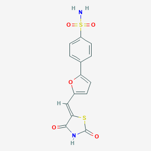 molecular formula C14H10N2O5S2 B524577 4-{5-[(Z)-(2,4-dioxo-1,3-thiazolidin-5-ylidene)methyl]furan-2-yl}benzenesulfonamide 