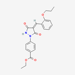 molecular formula C22H22N2O5 B5245796 ethyl 4-[(4Z)-3,5-dioxo-4-[(2-propoxyphenyl)methylidene]pyrazolidin-1-yl]benzoate 