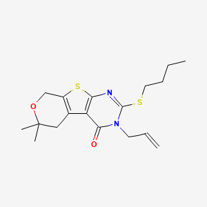 molecular formula C18H24N2O2S2 B5245818 5-butylsulfanyl-12,12-dimethyl-4-prop-2-enyl-11-oxa-8-thia-4,6-diazatricyclo[7.4.0.02,7]trideca-1(9),2(7),5-trien-3-one 