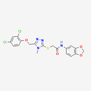 molecular formula C19H16Cl2N4O4S B5245876 N-1,3-benzodioxol-5-yl-2-({5-[(2,4-dichlorophenoxy)methyl]-4-methyl-4H-1,2,4-triazol-3-yl}thio)acetamide 