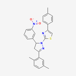 2-[3-(2,5-dimethylphenyl)-5-(3-nitrophenyl)-4,5-dihydro-1H-pyrazol-1-yl]-4-(4-methylphenyl)-1,3-thiazole