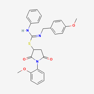 [1-(2-methoxyphenyl)-2,5-dioxopyrrolidin-3-yl] N'-[(4-methoxyphenyl)methyl]-N-phenylcarbamimidothioate