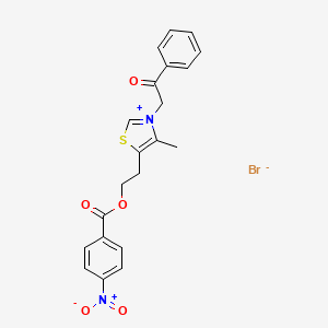 molecular formula C21H19BrN2O5S B5246052 2-(4-Methyl-3-phenacyl-1,3-thiazol-3-ium-5-yl)ethyl 4-nitrobenzoate;bromide 