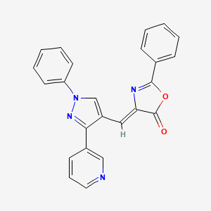 molecular formula C24H16N4O2 B5246070 (4Z)-2-PHENYL-4-{[1-PHENYL-3-(PYRIDIN-3-YL)-1H-PYRAZOL-4-YL]METHYLIDENE}-4,5-DIHYDRO-1,3-OXAZOL-5-ONE 