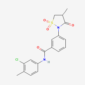 molecular formula C18H17ClN2O4S B5246092 N-(3-chloro-4-methylphenyl)-3-(4-methyl-1,1,3-trioxo-1lambda6,2-thiazolidin-2-yl)benzamide 