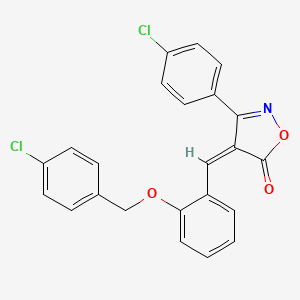 molecular formula C23H15Cl2NO3 B5246098 4-{2-[(4-chlorobenzyl)oxy]benzylidene}-3-(4-chlorophenyl)-5(4H)-isoxazolone 