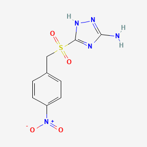 molecular formula C9H9N5O4S B5246140 5-[(4-nitrophenyl)methylsulfonyl]-1H-1,2,4-triazol-3-amine 