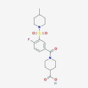 1-[4-Fluoro-3-(4-methylpiperidin-1-yl)sulfonylbenzoyl]piperidine-4-carboxylic acid