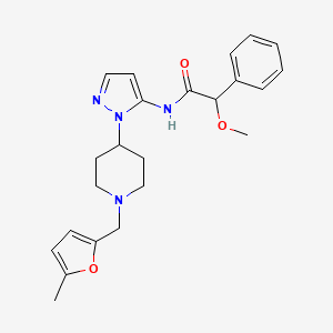 molecular formula C23H28N4O3 B5246166 2-methoxy-N-(1-{1-[(5-methyl-2-furyl)methyl]-4-piperidinyl}-1H-pyrazol-5-yl)-2-phenylacetamide 