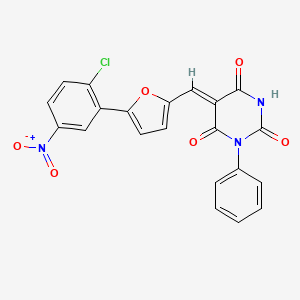 (5Z)-5-{[5-(2-chloro-5-nitrophenyl)furan-2-yl]methylidene}-1-phenylpyrimidine-2,4,6(1H,3H,5H)-trione