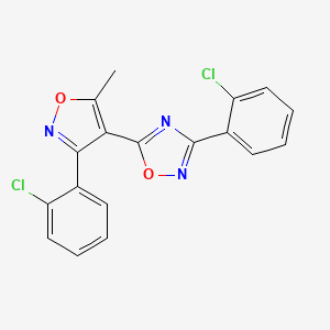 molecular formula C18H11Cl2N3O2 B5246218 3-(2-Chlorophenyl)-5-[3-(2-chlorophenyl)-5-methyl-1,2-oxazol-4-yl]-1,2,4-oxadiazole 