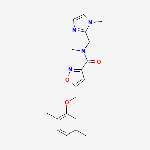 molecular formula C19H22N4O3 B5246243 5-[(2,5-dimethylphenoxy)methyl]-N-methyl-N-[(1-methylimidazol-2-yl)methyl]-1,2-oxazole-3-carboxamide 