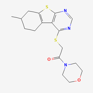 molecular formula C17H21N3O2S2 B5246292 2-({11-methyl-8-thia-4,6-diazatricyclo[7.4.0.0^{2,7}]trideca-1(9),2(7),3,5-tetraen-3-yl}sulfanyl)-1-(morpholin-4-yl)ethan-1-one 