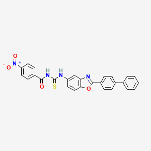 molecular formula C27H18N4O4S B5246437 N-{[2-(biphenyl-4-yl)-1,3-benzoxazol-5-yl]carbamothioyl}-4-nitrobenzamide 