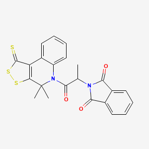 molecular formula C23H18N2O3S3 B5246463 2-(1-{4,4-DIMETHYL-1-SULFANYLIDENE-1H,4H,5H-[1,2]DITHIOLO[3,4-C]QUINOLIN-5-YL}-1-OXOPROPAN-2-YL)-2,3-DIHYDRO-1H-ISOINDOLE-1,3-DIONE 