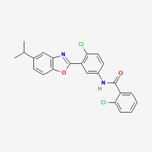 2-chloro-N-[4-chloro-3-(5-propan-2-yl-1,3-benzoxazol-2-yl)phenyl]benzamide