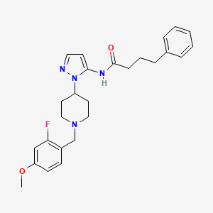 molecular formula C26H31FN4O2 B5246509 N-{1-[1-(2-fluoro-4-methoxybenzyl)-4-piperidinyl]-1H-pyrazol-5-yl}-4-phenylbutanamide 