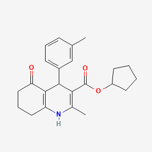 molecular formula C23H27NO3 B5246554 Cyclopentyl 2-methyl-4-(3-methylphenyl)-5-oxo-1,4,5,6,7,8-hexahydroquinoline-3-carboxylate 