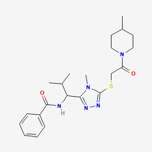 molecular formula C22H31N5O2S B5246663 N-[2-methyl-1-(4-methyl-5-{[2-(4-methylpiperidin-1-yl)-2-oxoethyl]sulfanyl}-4H-1,2,4-triazol-3-yl)propyl]benzamide 