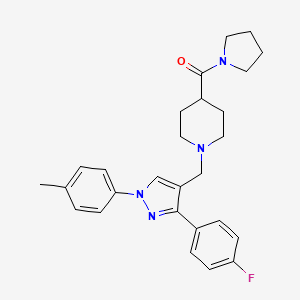 molecular formula C27H31FN4O B5246741 [1-[[3-(4-Fluorophenyl)-1-(4-methylphenyl)pyrazol-4-yl]methyl]piperidin-4-yl]-pyrrolidin-1-ylmethanone 