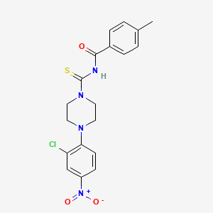 molecular formula C19H19ClN4O3S B5246758 N-[4-(2-chloro-4-nitrophenyl)piperazine-1-carbothioyl]-4-methylbenzamide 