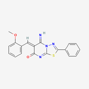 molecular formula C19H14N4O2S B5246801 5-imino-6-(2-methoxybenzylidene)-2-phenyl-5,6-dihydro-7H-[1,3,4]thiadiazolo[3,2-a]pyrimidin-7-one 